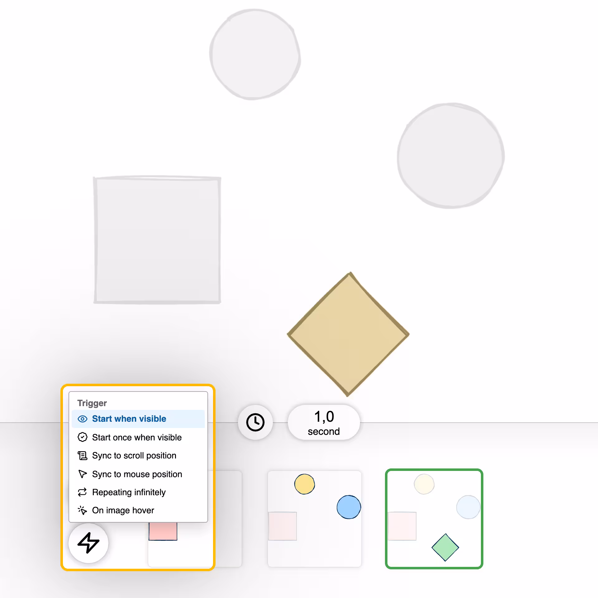 Triggers to start SVG animations depending on visibility, scroll position, mouse position, hover, or loop playback