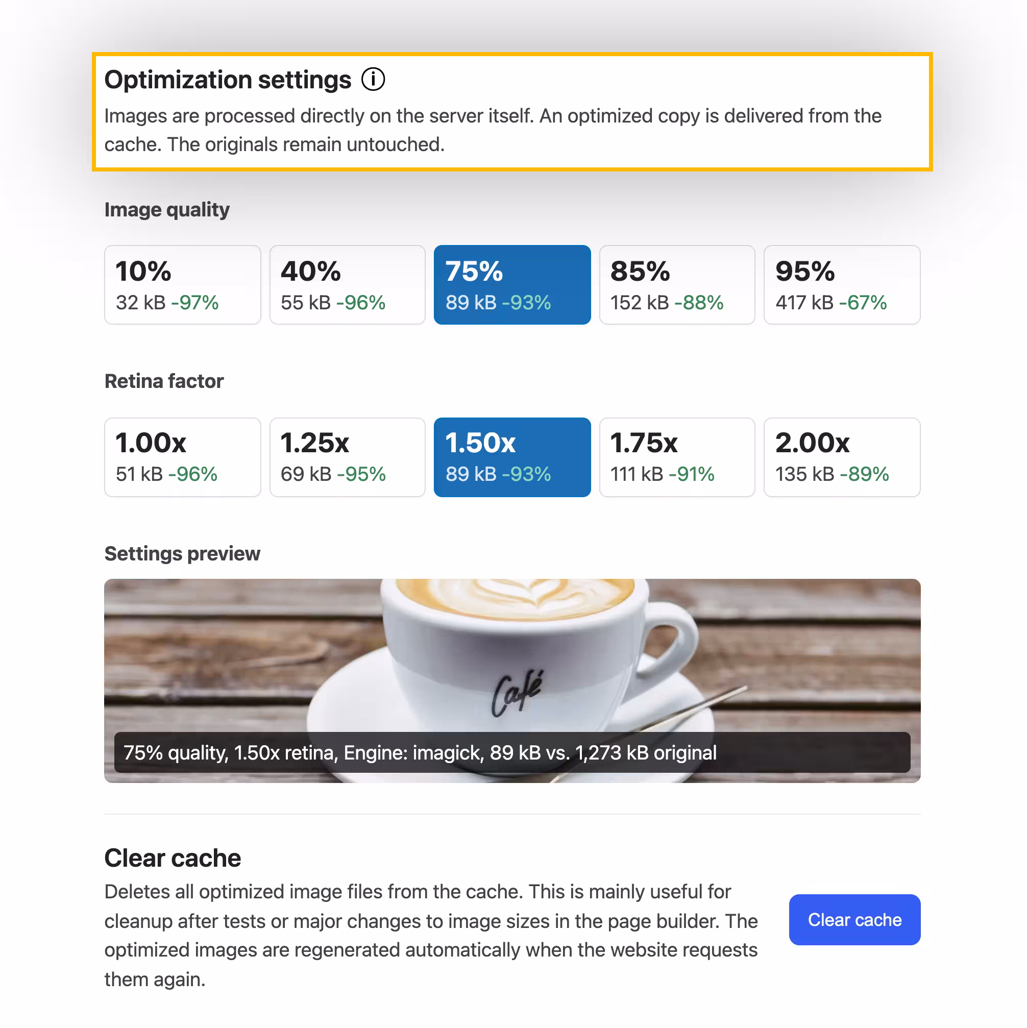Optimize images directly on your own server, without external dependencies, free and GDPR compliant
