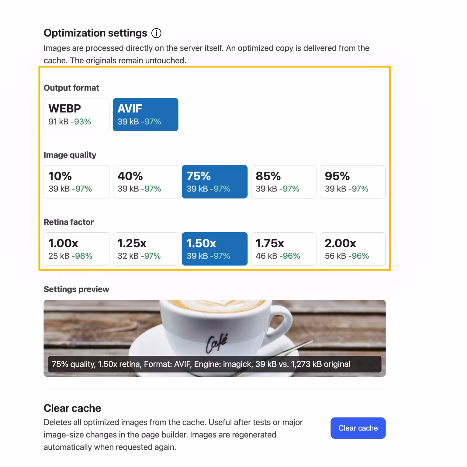 Customizable AVIF image quality for high image fidelity with fast load times