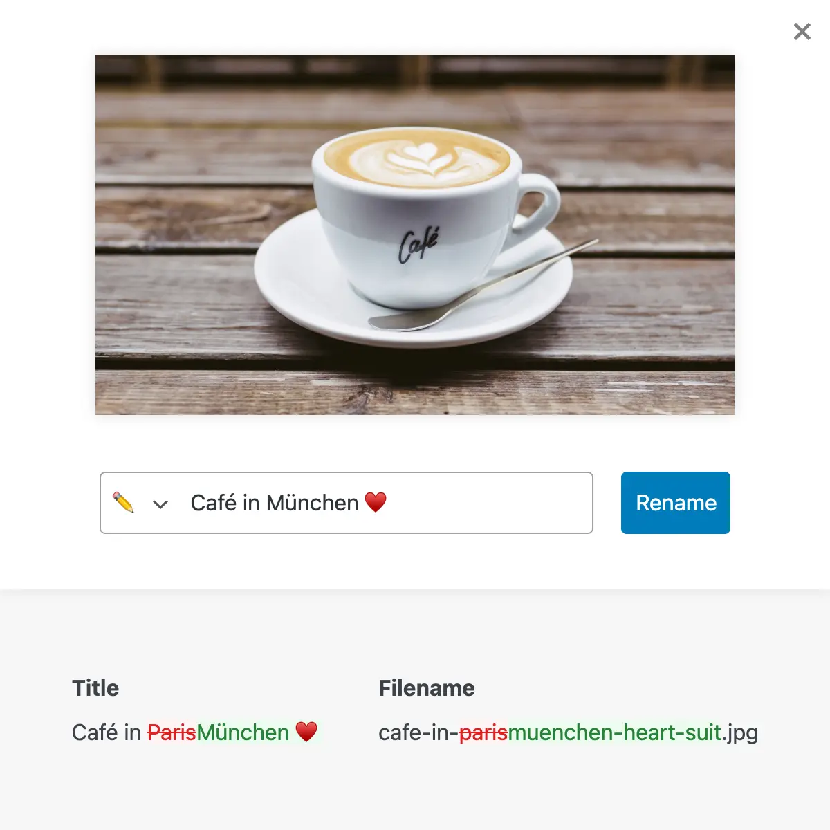 Screenshot neo Rename - Media Renamer for WordPress images to rename file names, titles, and slugs for SEO optimization