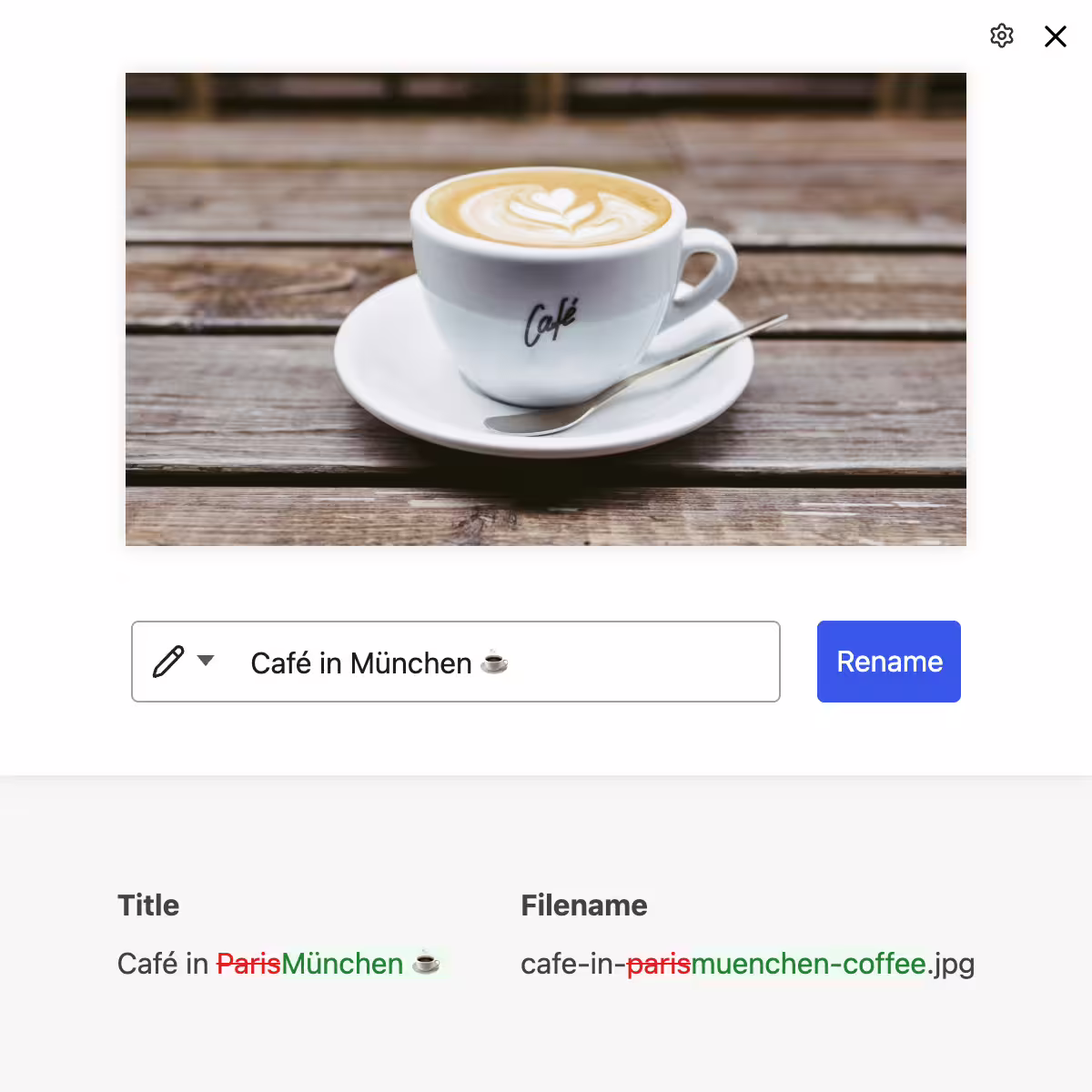 Screenshot neo Rename - Media Renamer for WordPress images to rename filenames, titles and slugs for SEO optimization