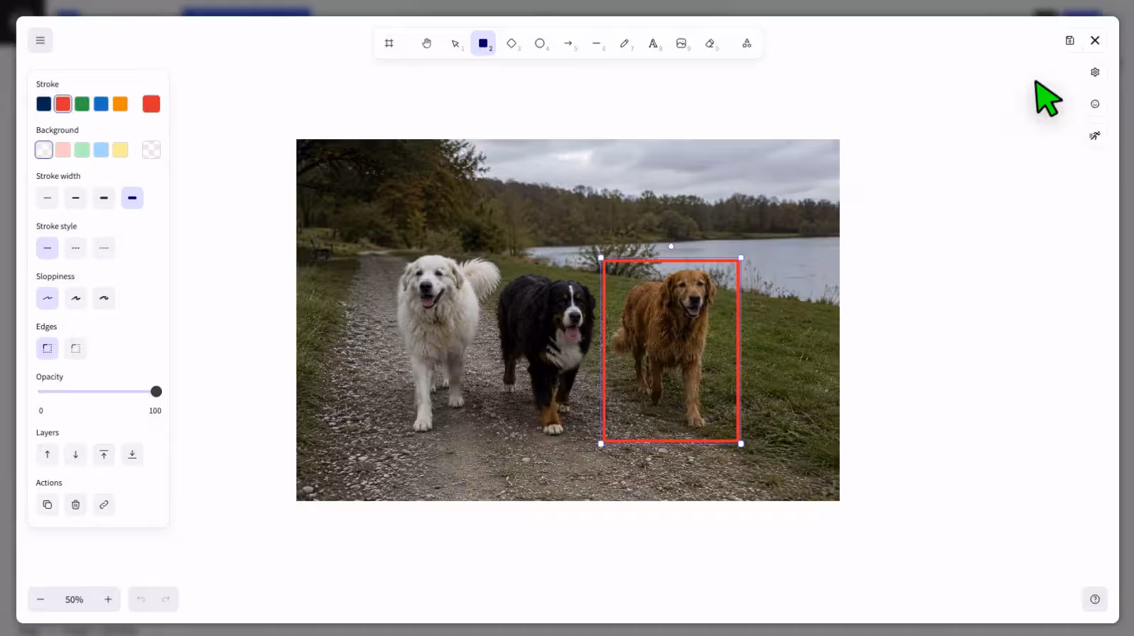 WordPress Bild mit rotem Rahmen markieren: Im Editor ist der Hund rechts rot eingerahmt