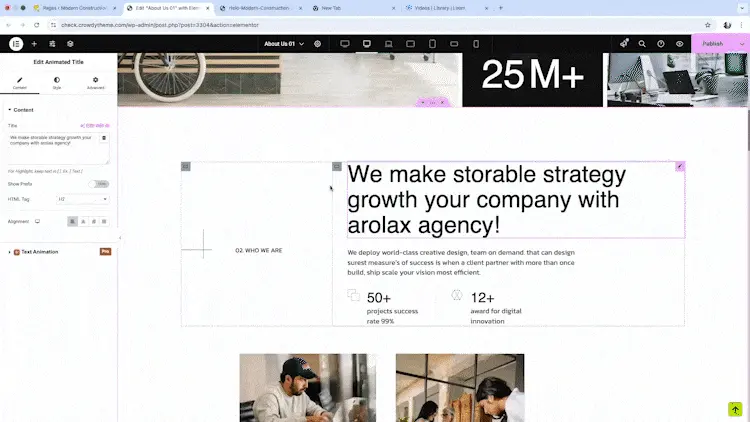 Screenshot des WordPress-Plugins animation-addons-for-elementor zum Thema: animation, elementor, elementor addons, elementor templates, elementor widgets