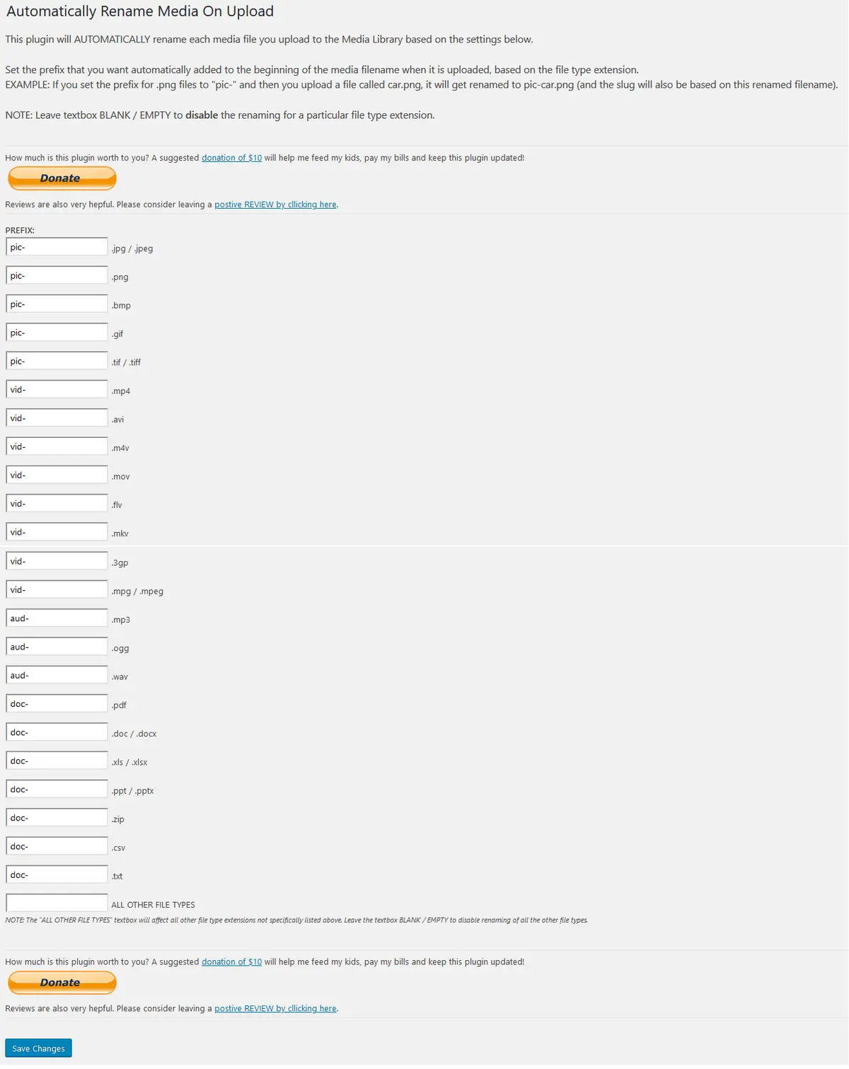 Screenshot of the WordPress plugin auto-rename-media-on-upload on the topic: automatically, media, rename, sherk, upload