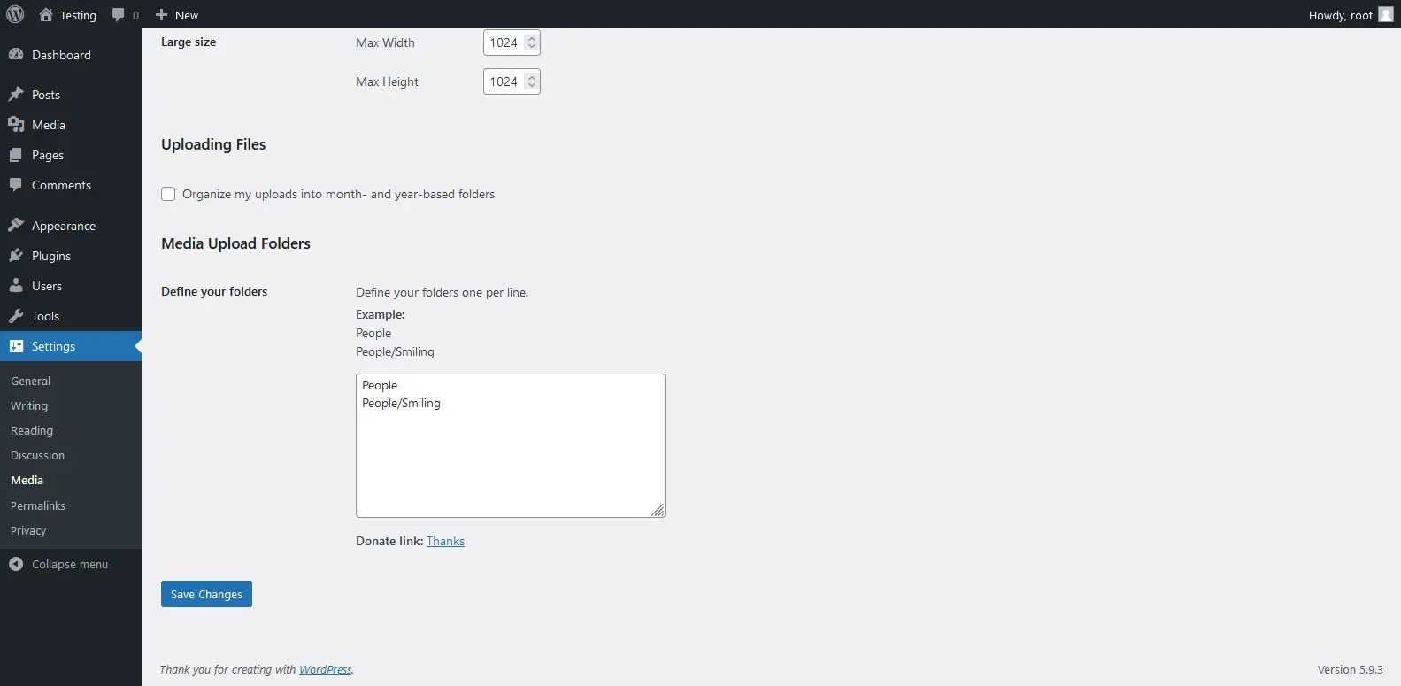 Screenshot of the WordPress plugin media-folders-lite on the topic: directories, directory, folders, media, upload