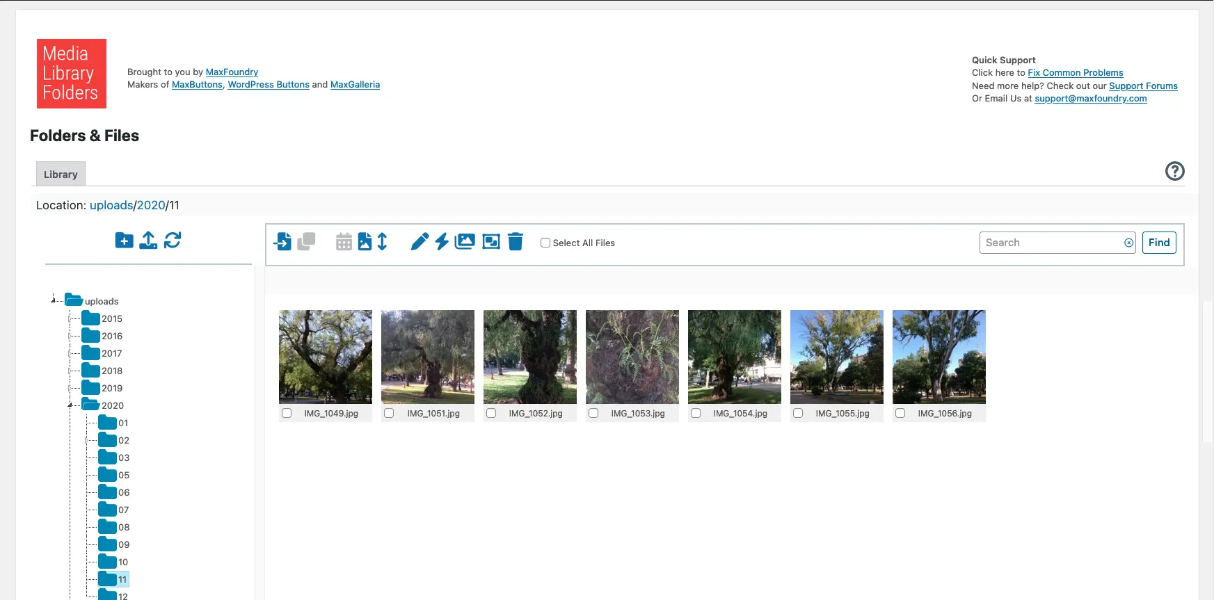 Screenshot of the WordPress plugin Media Library Plus on the topic: media library folders, organize media library