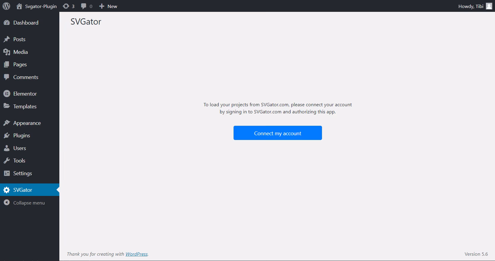 Screenshot des WordPress Plugins svgator zum Thema: SVG, vector image