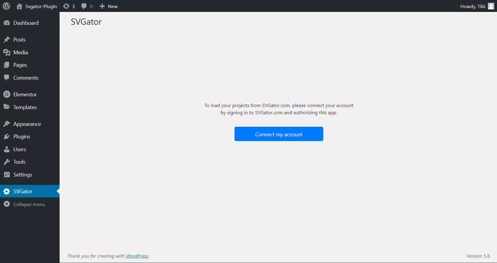 Screenshot of the WordPress plugin svgator on the topic: SVG, vector image