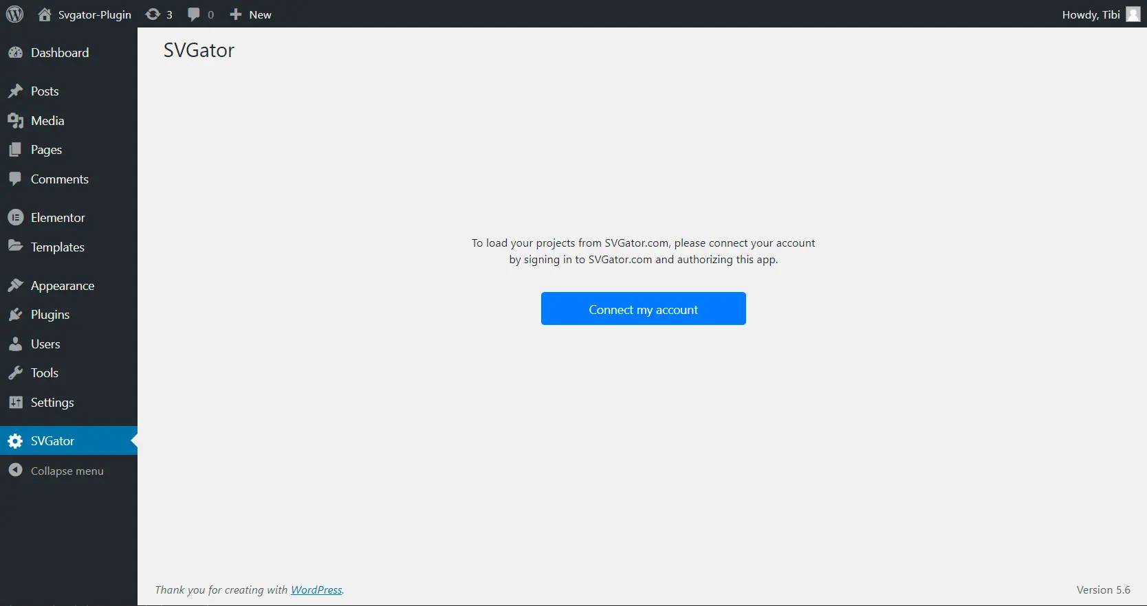 Screenshot des WordPress-Plugins svgator zum Thema: SVG, vector image